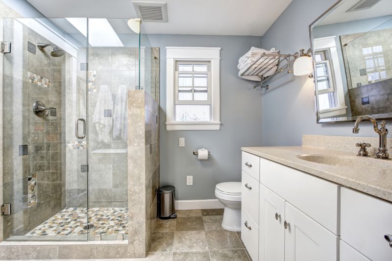 Corner Shower with Built-in Shelves